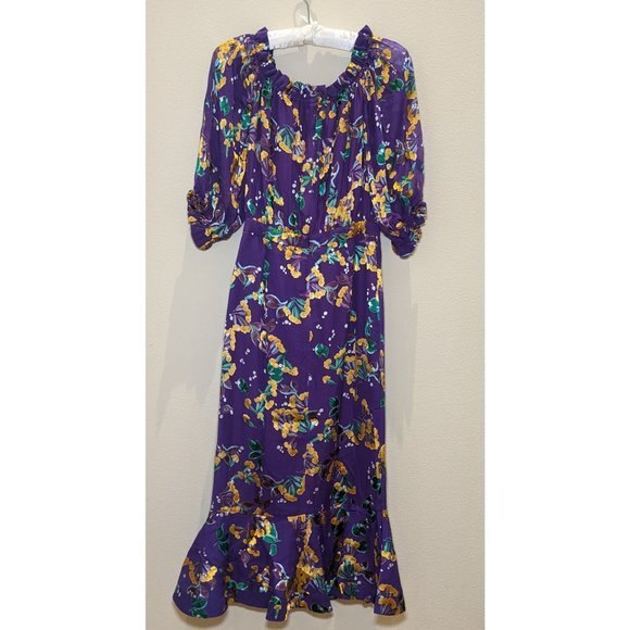 NWT Saloni Olivia Silk Chiffon Violet Dress - Picture 11 of 16